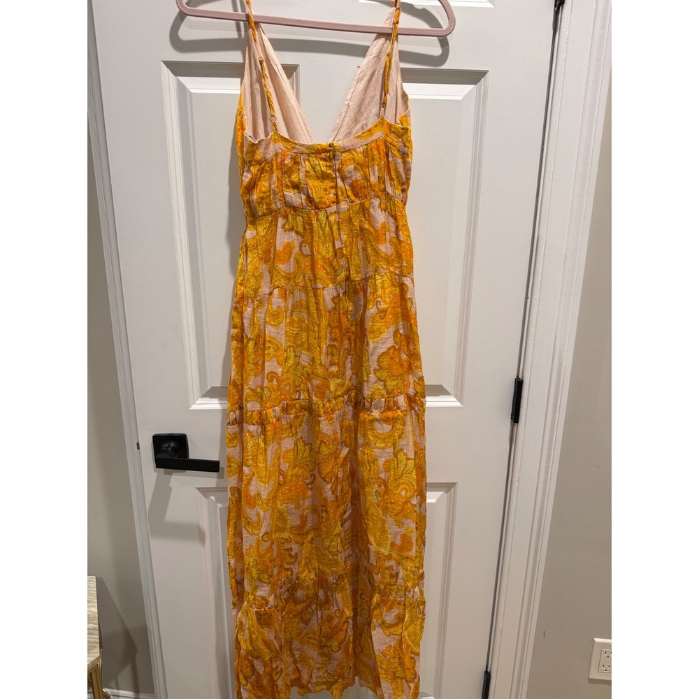 Minkpink Yellow Paisley Tiered Maxi Dress V-Neck Boho Summer Small NWOT - Picture 6 of 7